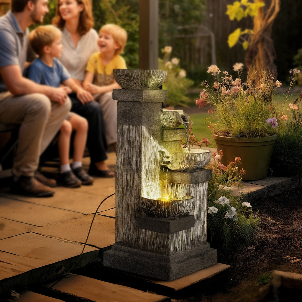 4 Tier Cascading Bowl Garden Fountain