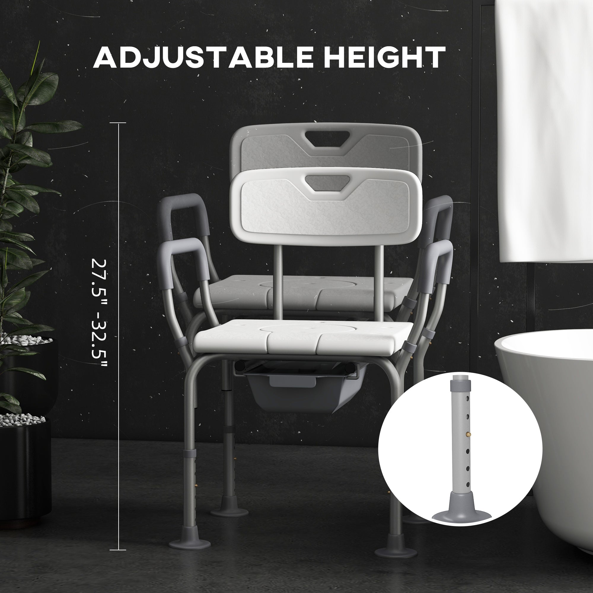 3-in-1 Shower Chair and Raised Toilet Seat for Seniors