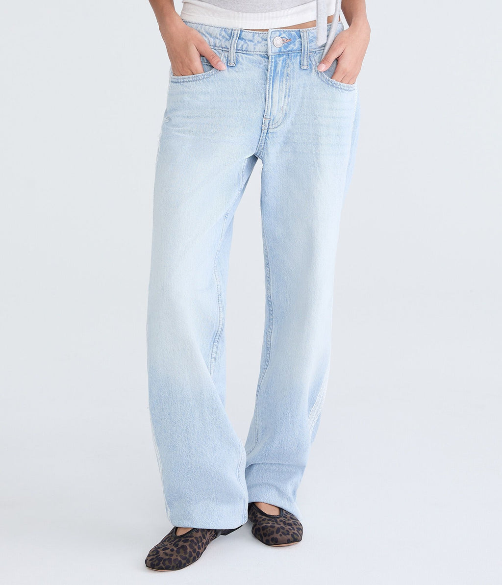 Aeropostale Low-Rise Baggy Lace Stripe Jean