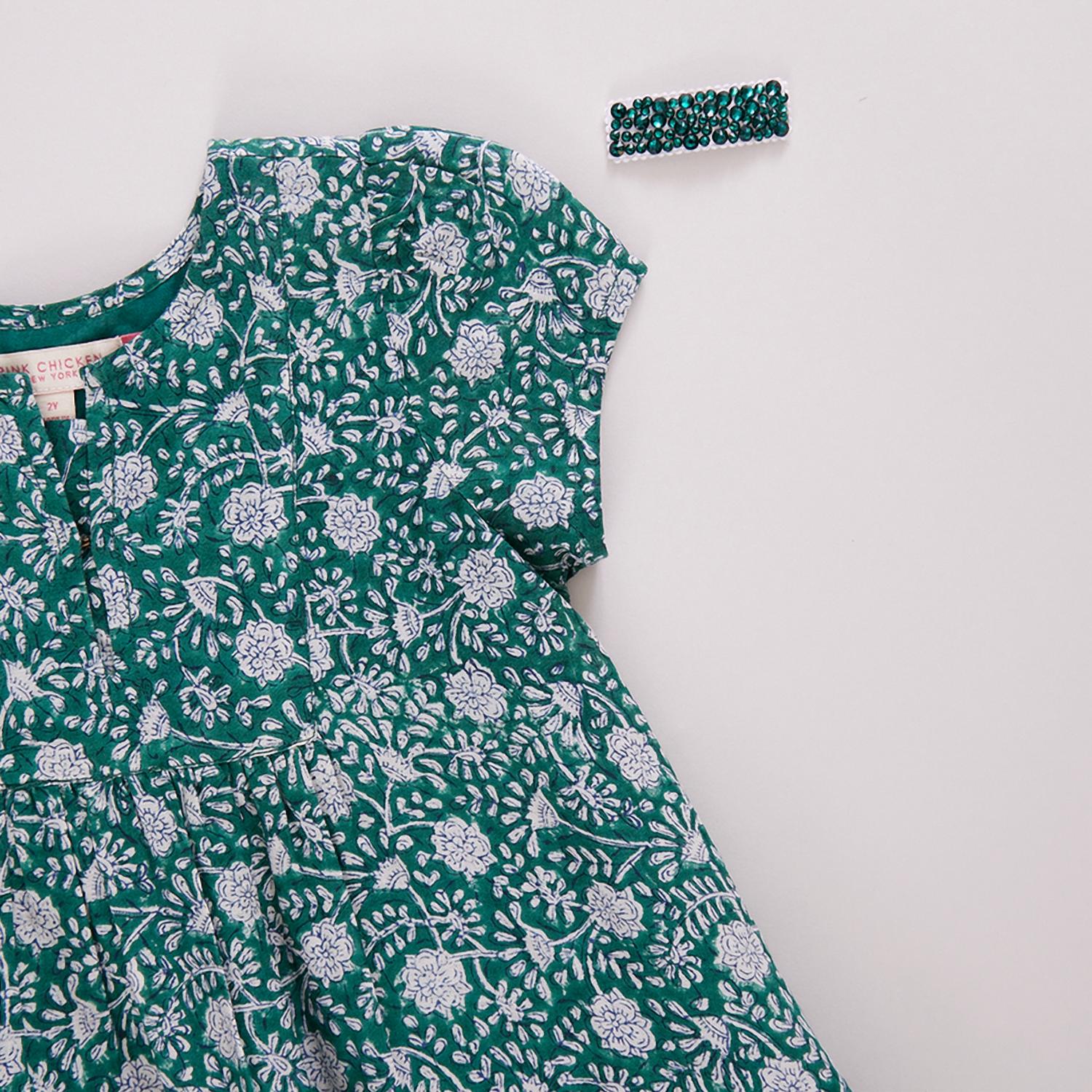 Adele Dress In Green Garden Floral