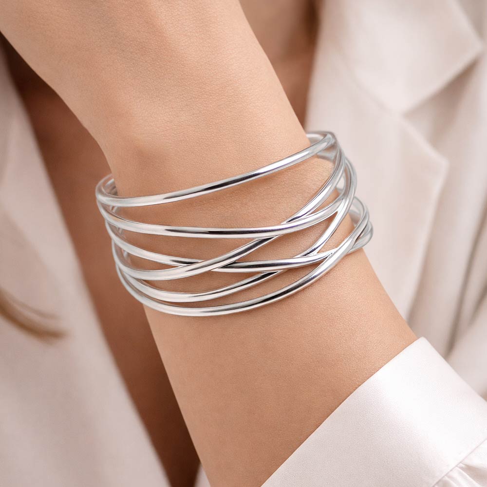 12PCS - Metal Crisscross Cuff Bracelets