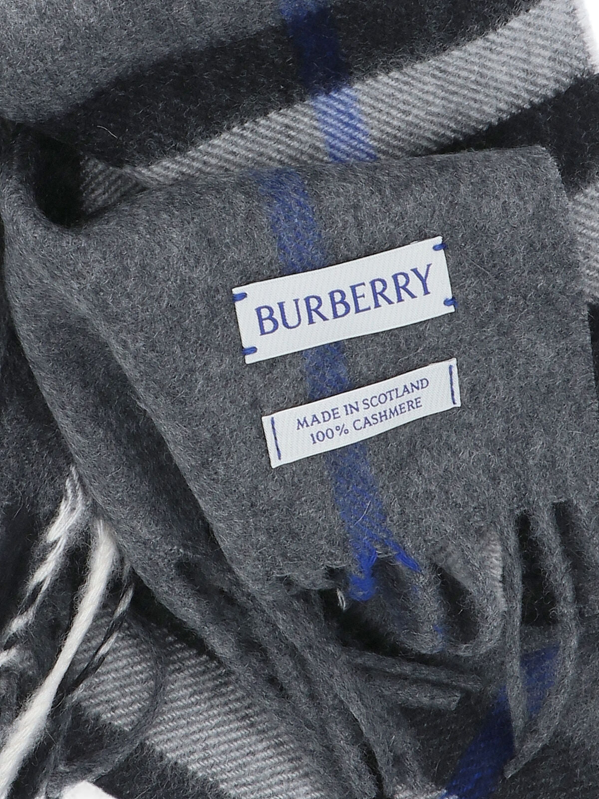 "Check" Cashmere Scarf – Grey