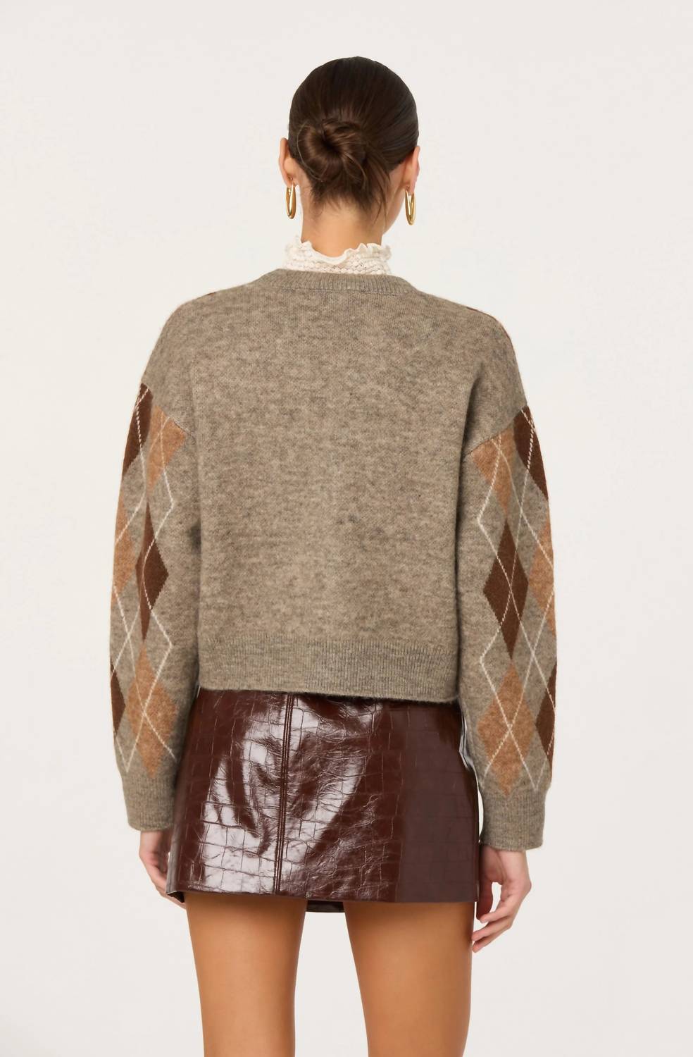 Ashtyn Cardigan In Brown Argyle