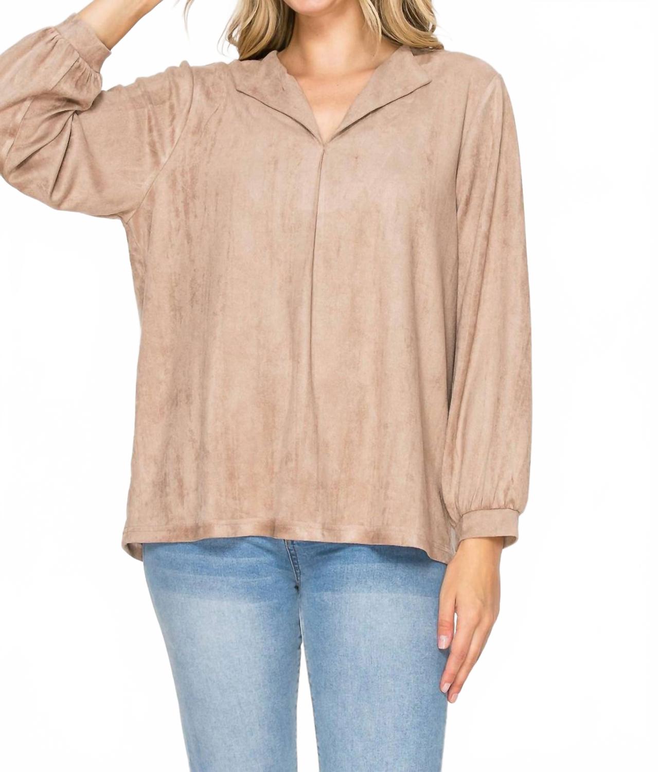 Adam Stretch Suede Top In Khaki