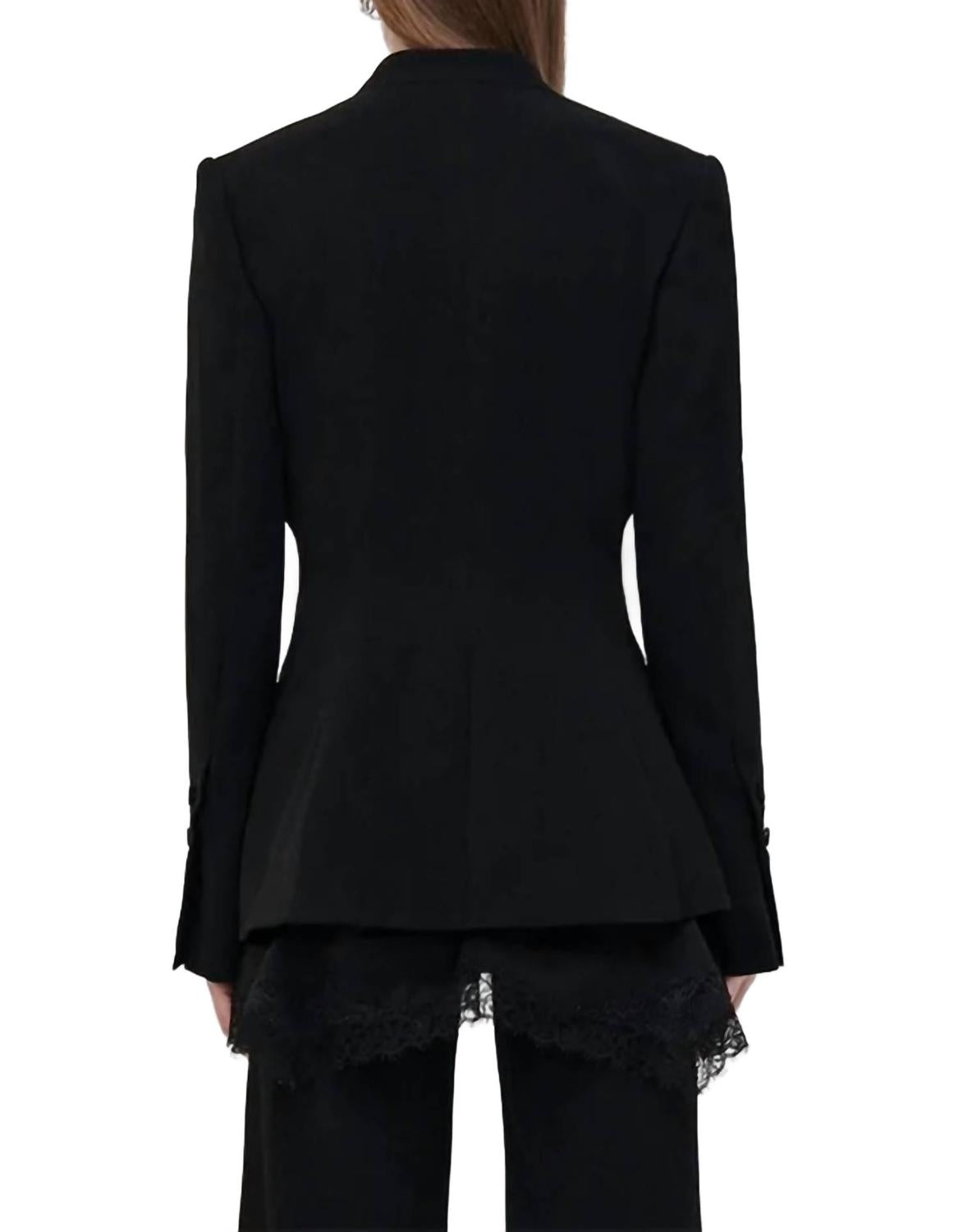 Allie Crepe Combo Basque Jacket In Black