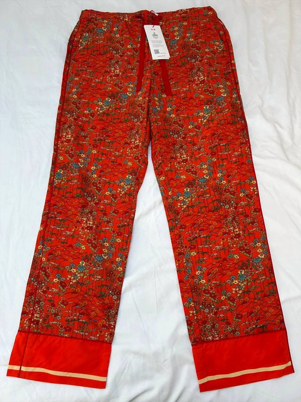 Alfred Solo Fantasy Relaxed Fit Poplin Lounge Trousers In Vermillion