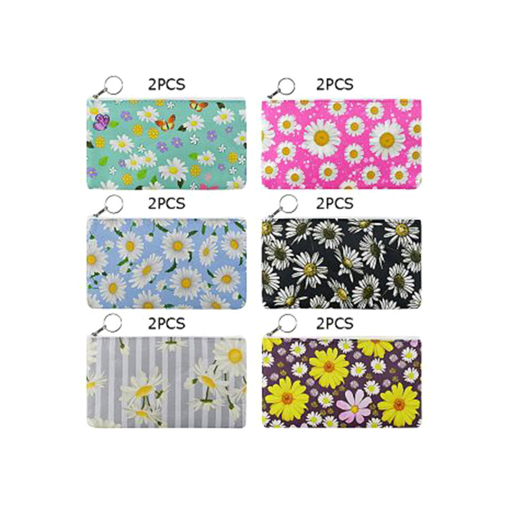 12PCS - Floral Print Keychain Pencil Cases Mini Pouch Bags