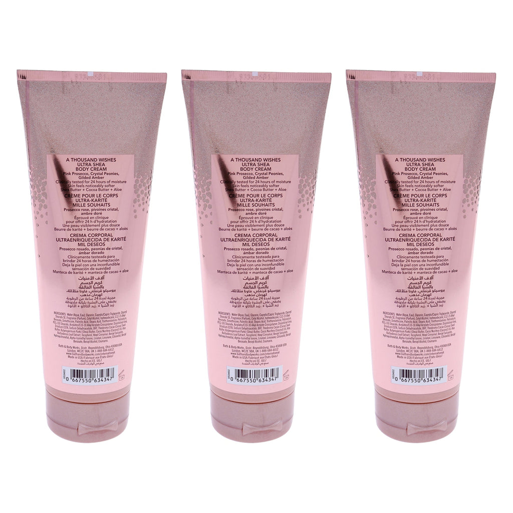 A Thousand Wishes Ultra Shea Body Cream by Bath and Body Works for Women - 8 oz Body Cream - Pack of 3