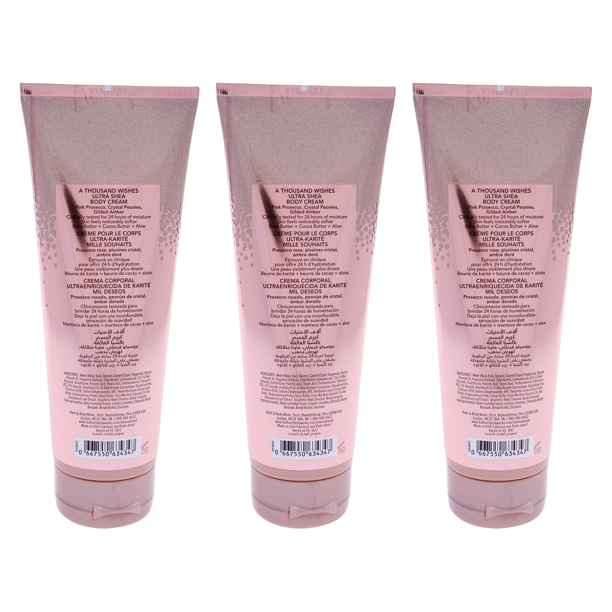 A Thousand Wishes Ultra Shea Body Cream by Bath and Body Works for Women - 8 oz Body Cream - Pack of 3