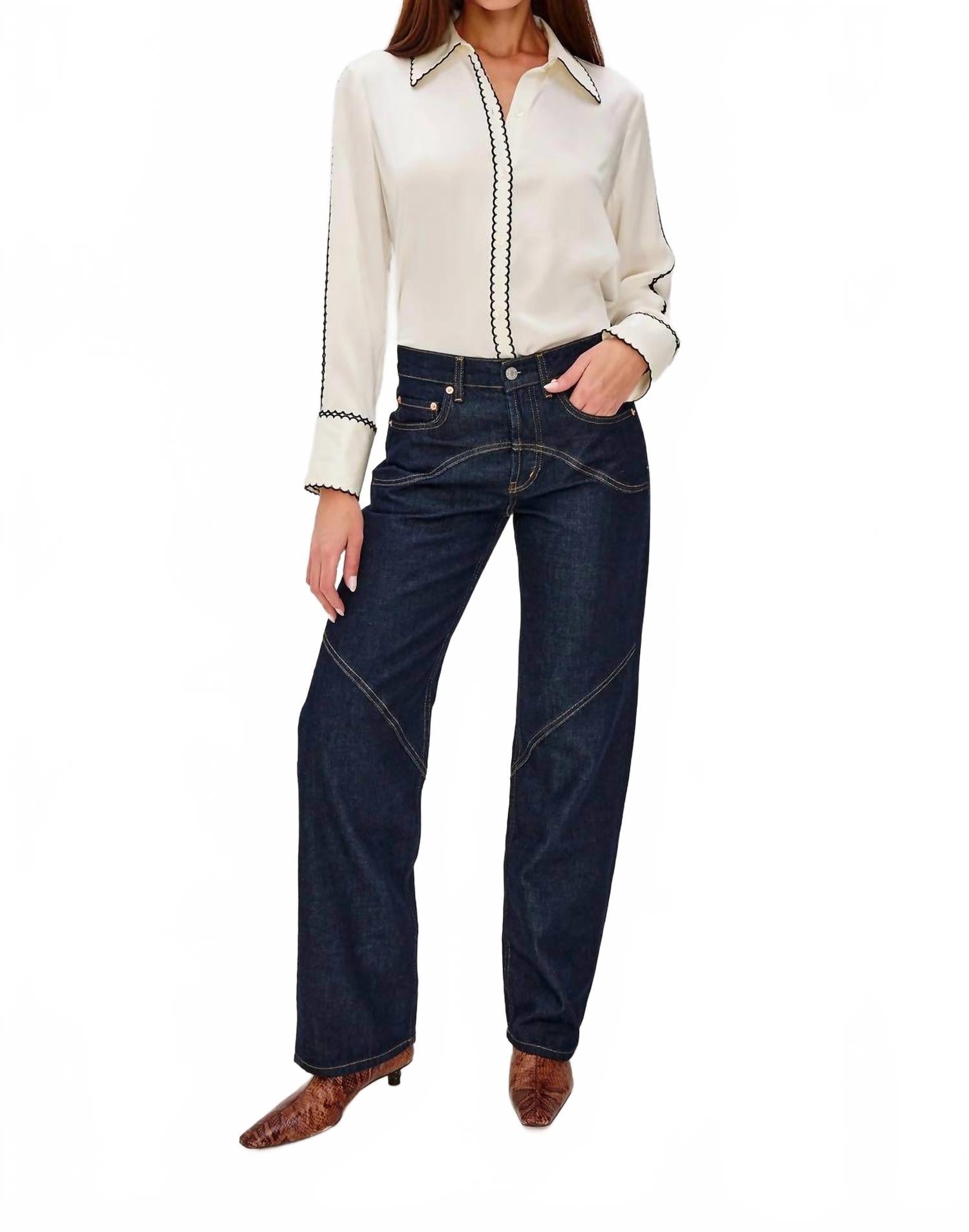 Aloise Classic Collared Shirt In Ivory