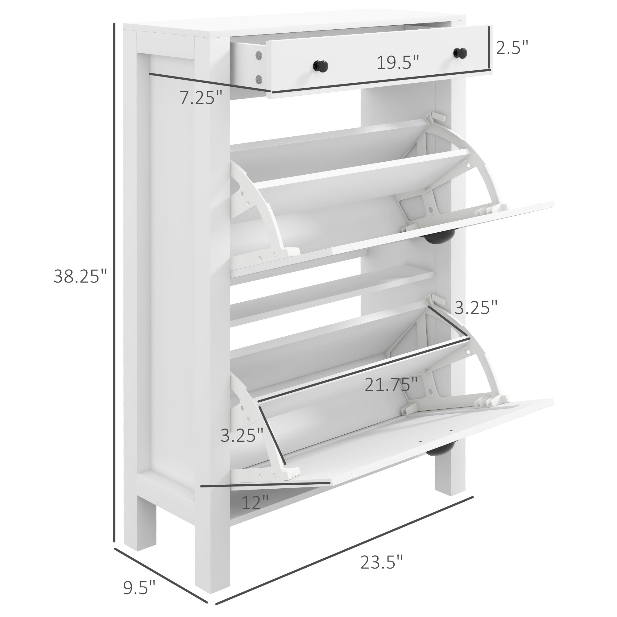 2-Drawer Shoe Storage Cabinet for Entryway