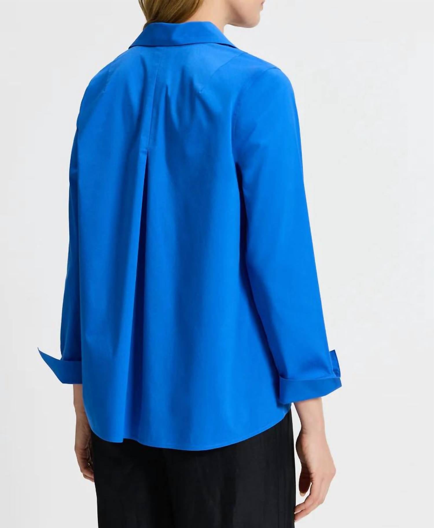 Agnes Stretch No Iron Popover Shirt In Cobalt Blue