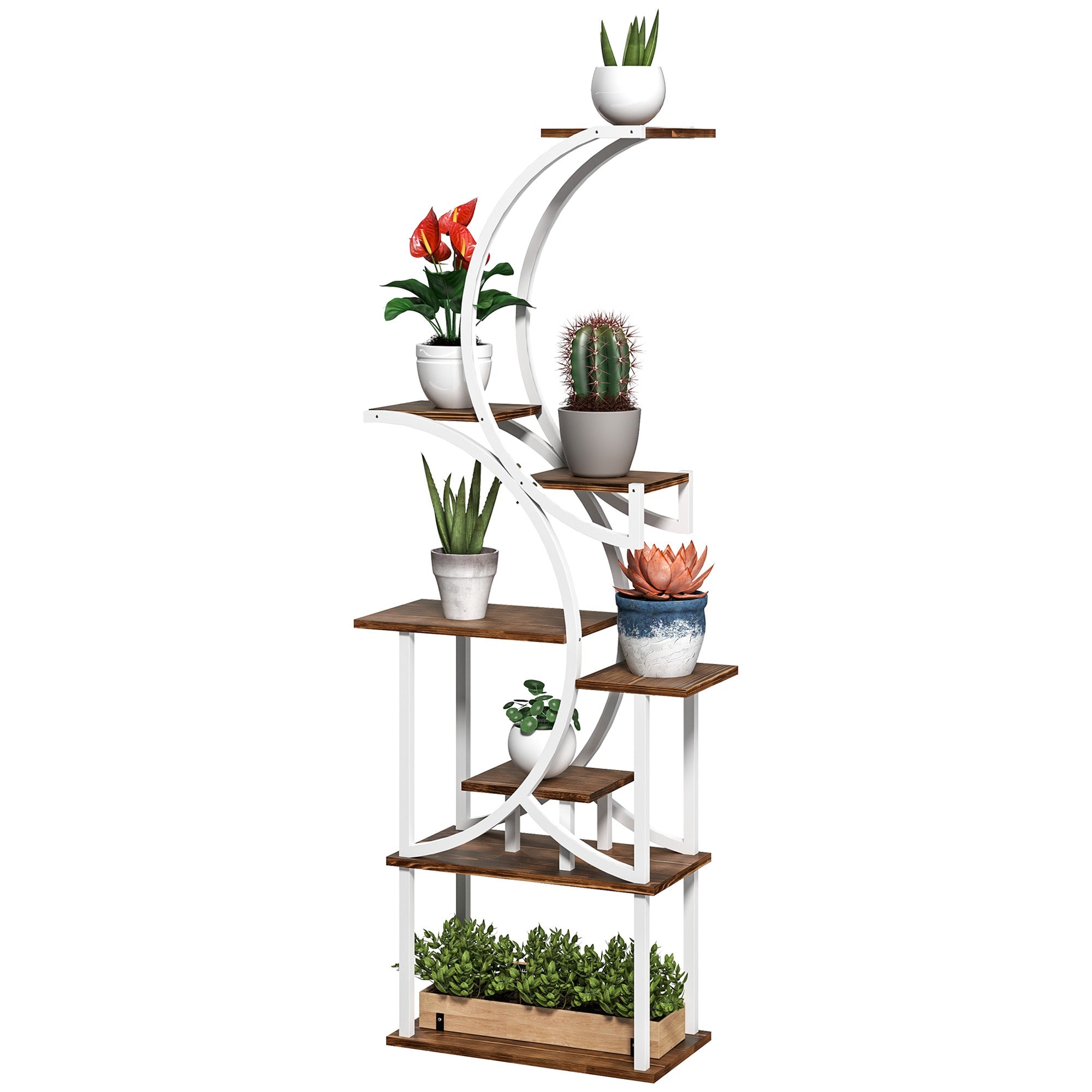 8 Tier Indoor Plant Stand, 62 Inch S Shaped Plant Shelf