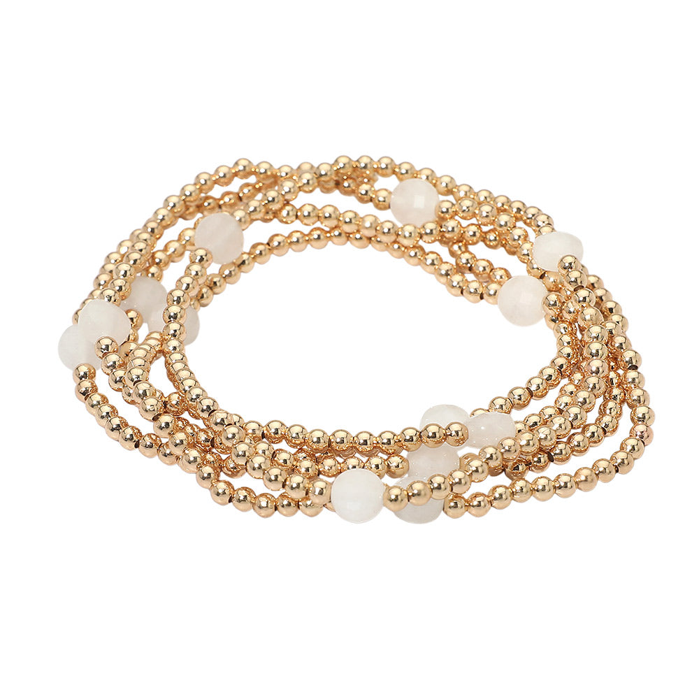 5PCS - Faceted Disc Beaded Stretch Multi Layered Bracelets