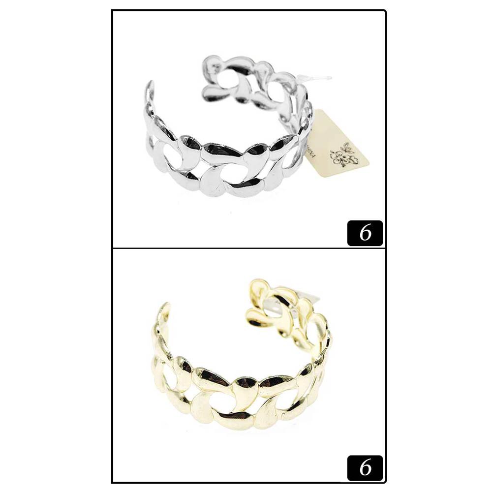12PCS - Bold Open Chain Link Cuff Bracelets