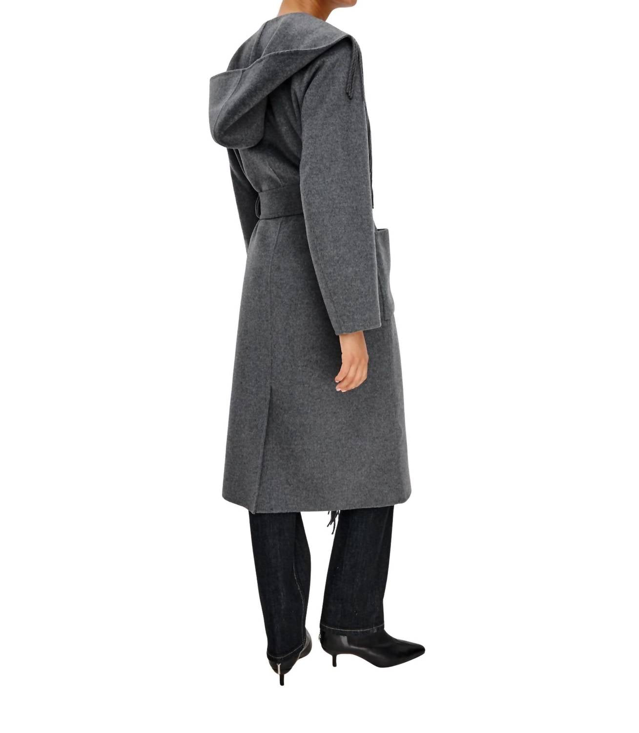 Arlon Hooded Wool Jacket In Heather Charcoal
