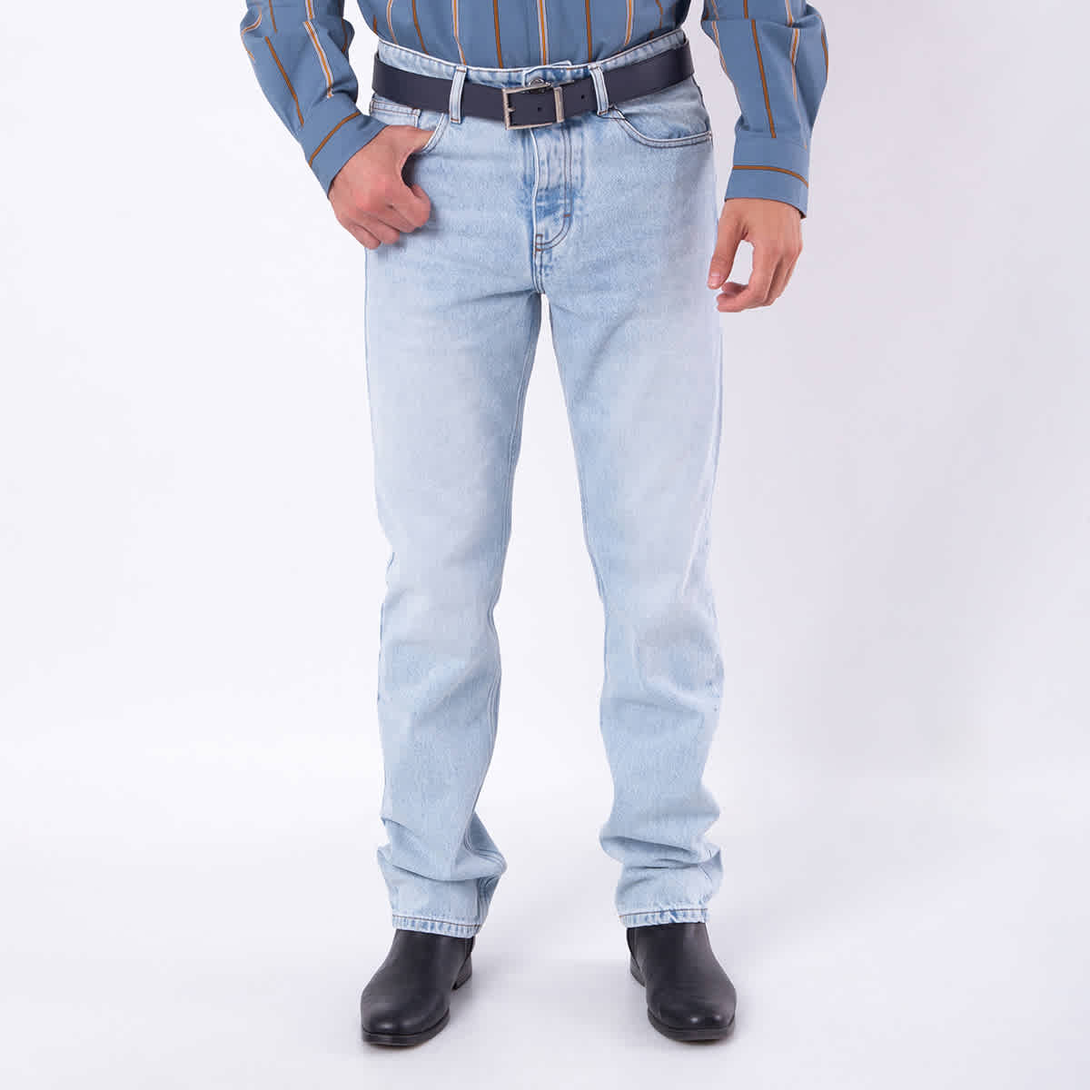 Ami Paris Classic Fit Bleached Blue Denim Jeans