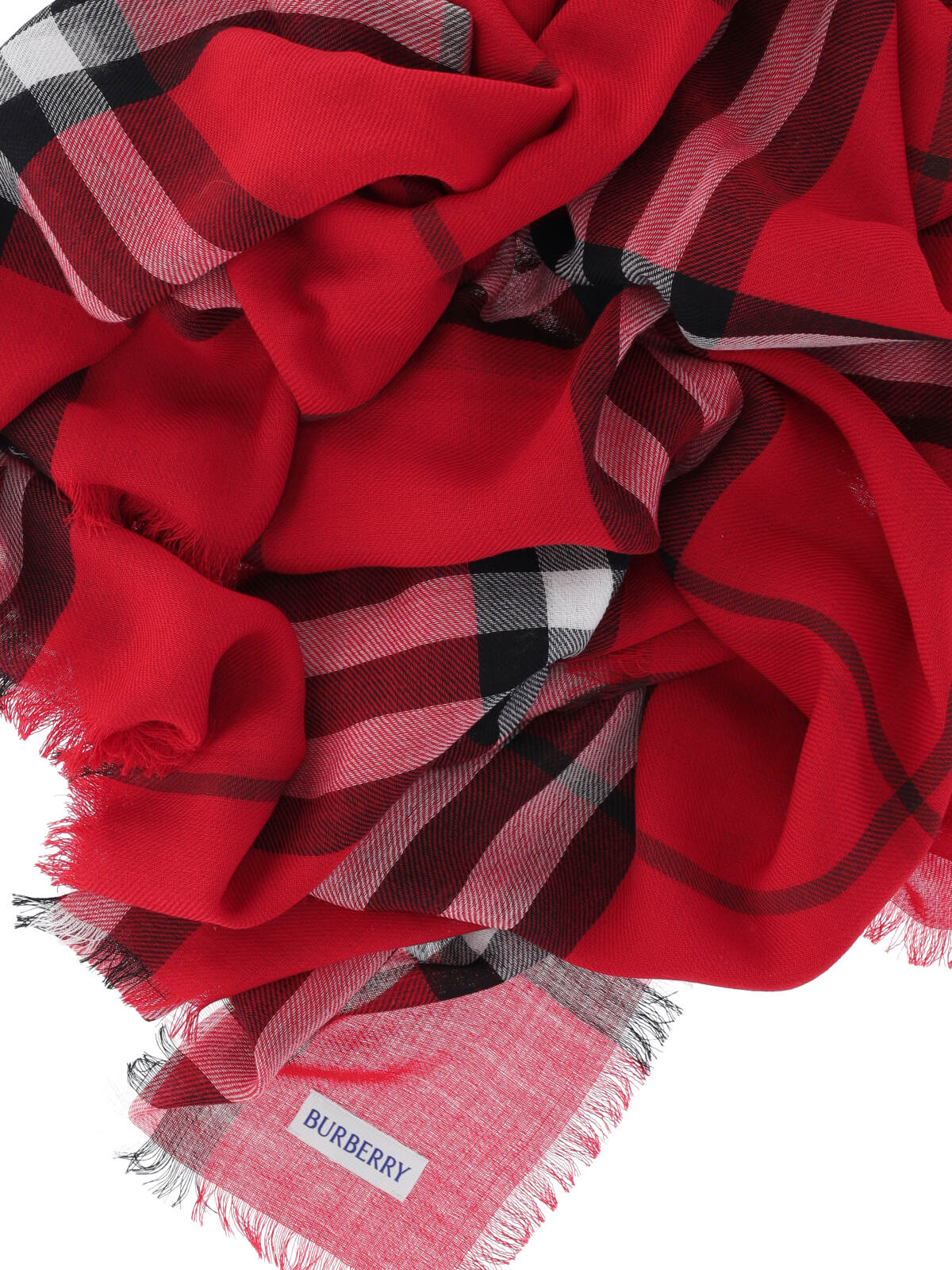 "Check" Wool Scarf – Red