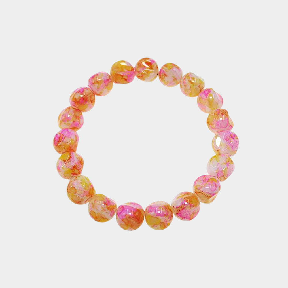 12PCS - Marble Ball Beaded Stretch Bracelets