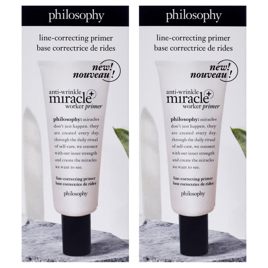 Anti-Wrinkle Miracle Worker Primer Plus Line-Correcting Primer by Philosophy for Women - 0.9 oz Primer - Pack of 2