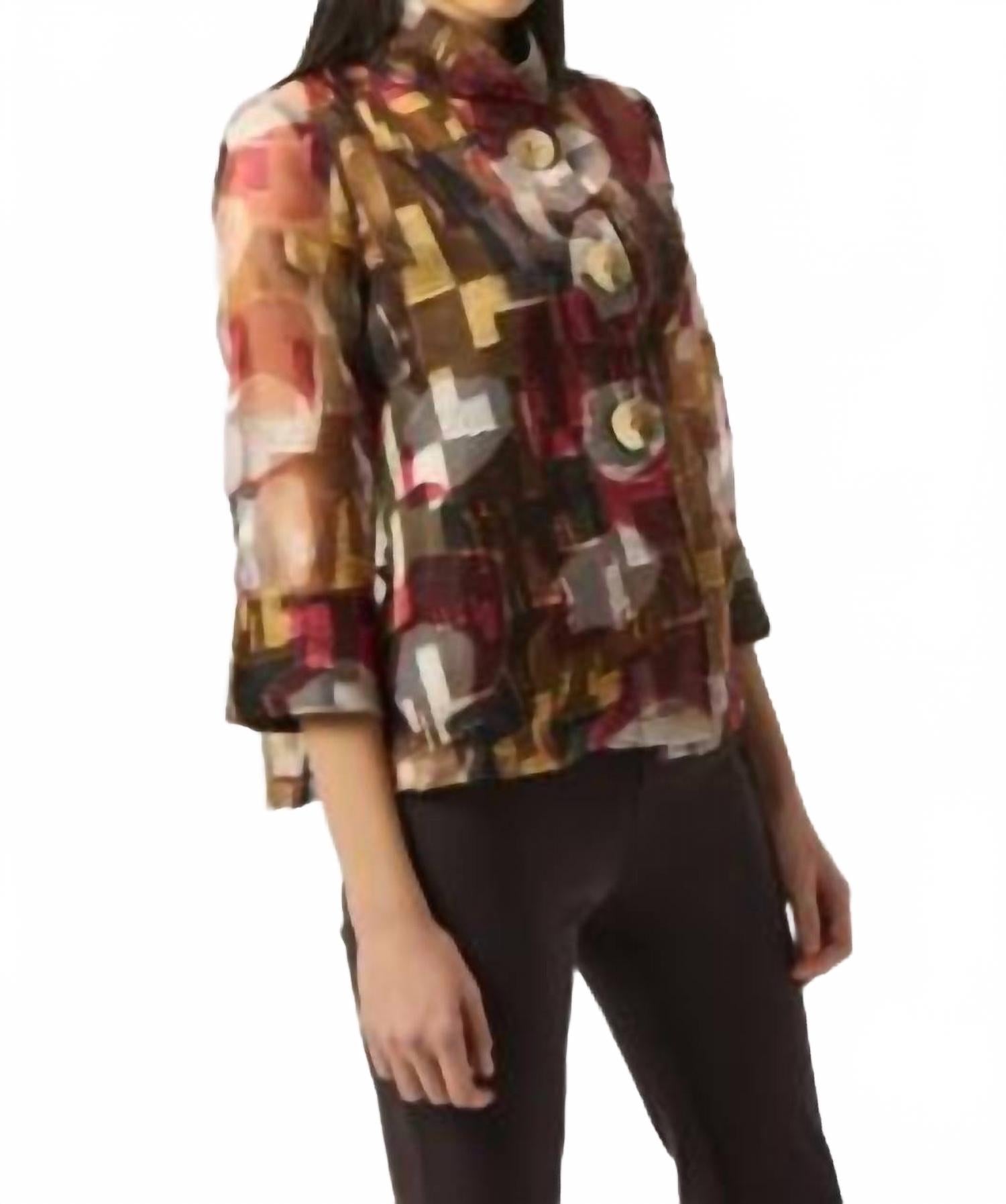 Abstract Print Two-Piece Trapeze Jacket In Multi