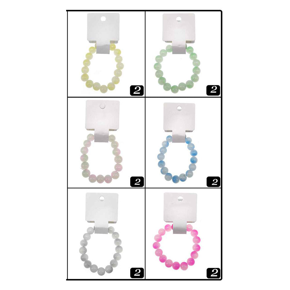 12PCS - Marbled Ball Beaded Stretch Bracelets
