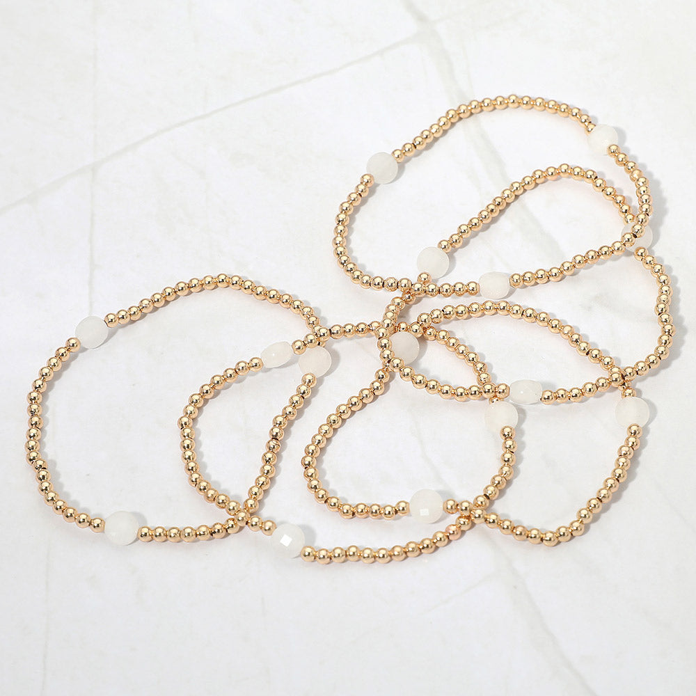 5PCS - Faceted Disc Beaded Stretch Multi Layered Bracelets