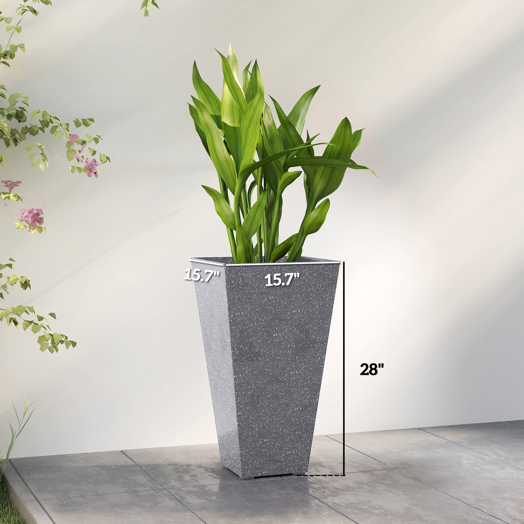 3-Pack 28" Tapered Planters with Marble Finish