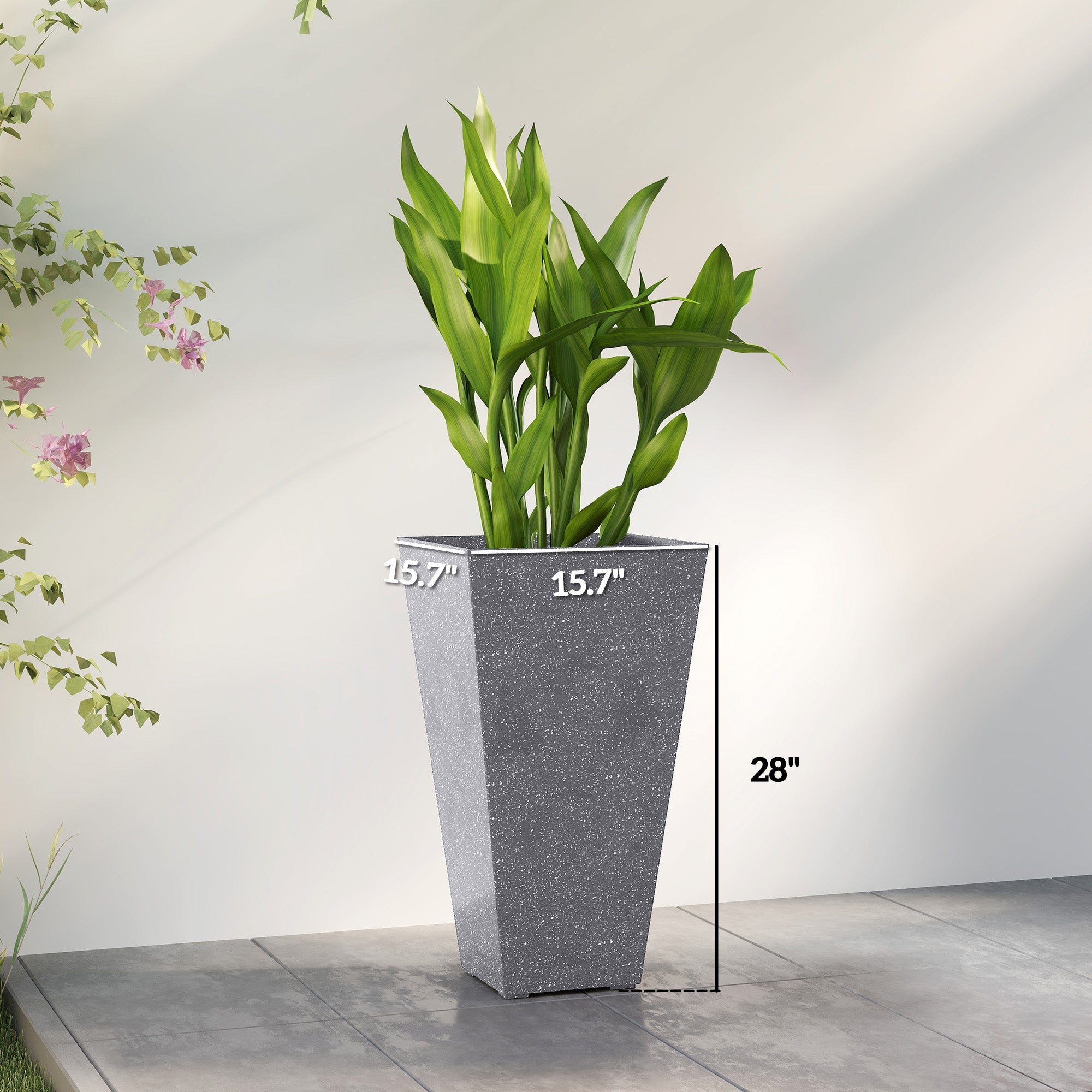 3-Pack 28" Tapered Planters with Marble Finish