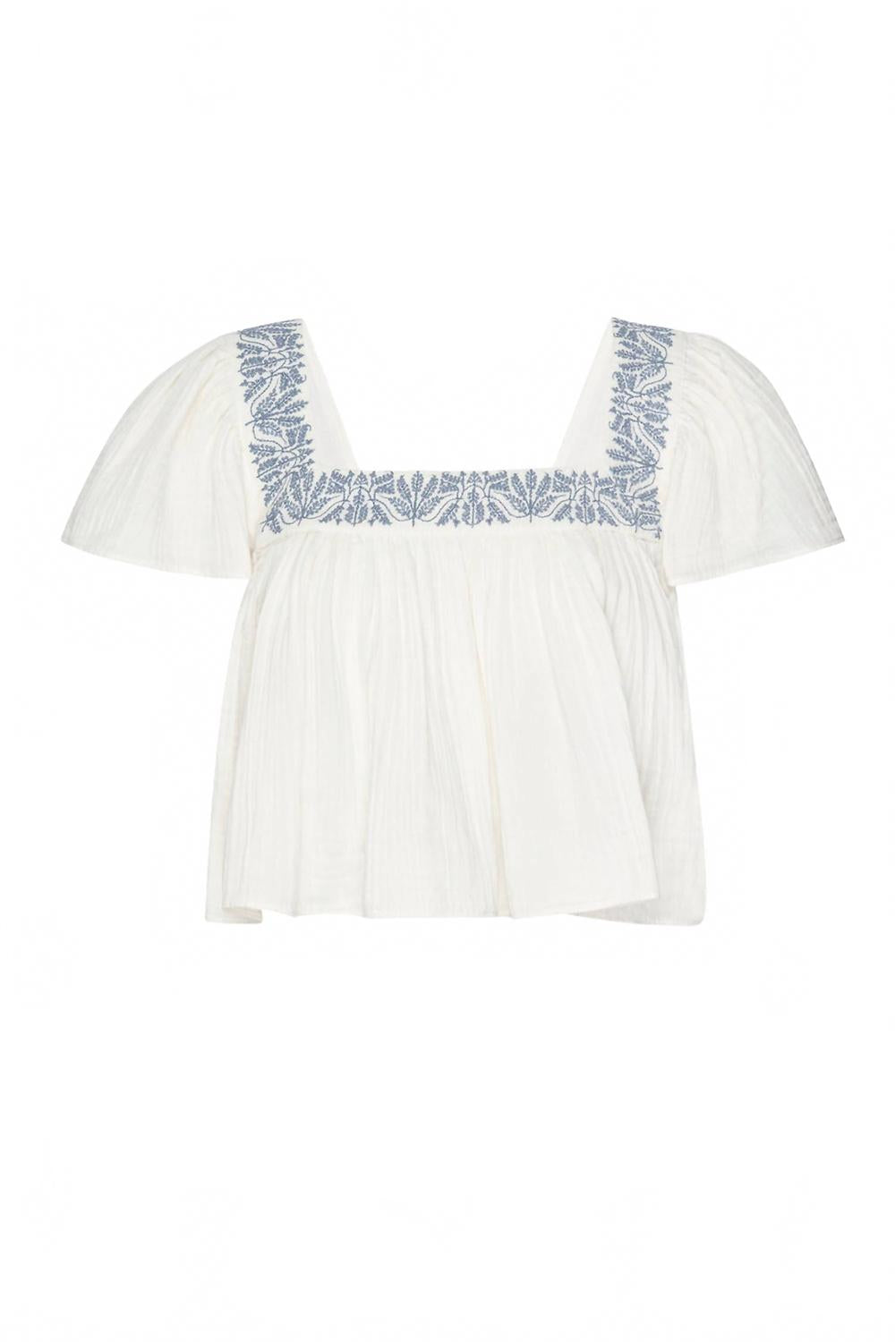 Anju Top In Ivory Embroidery