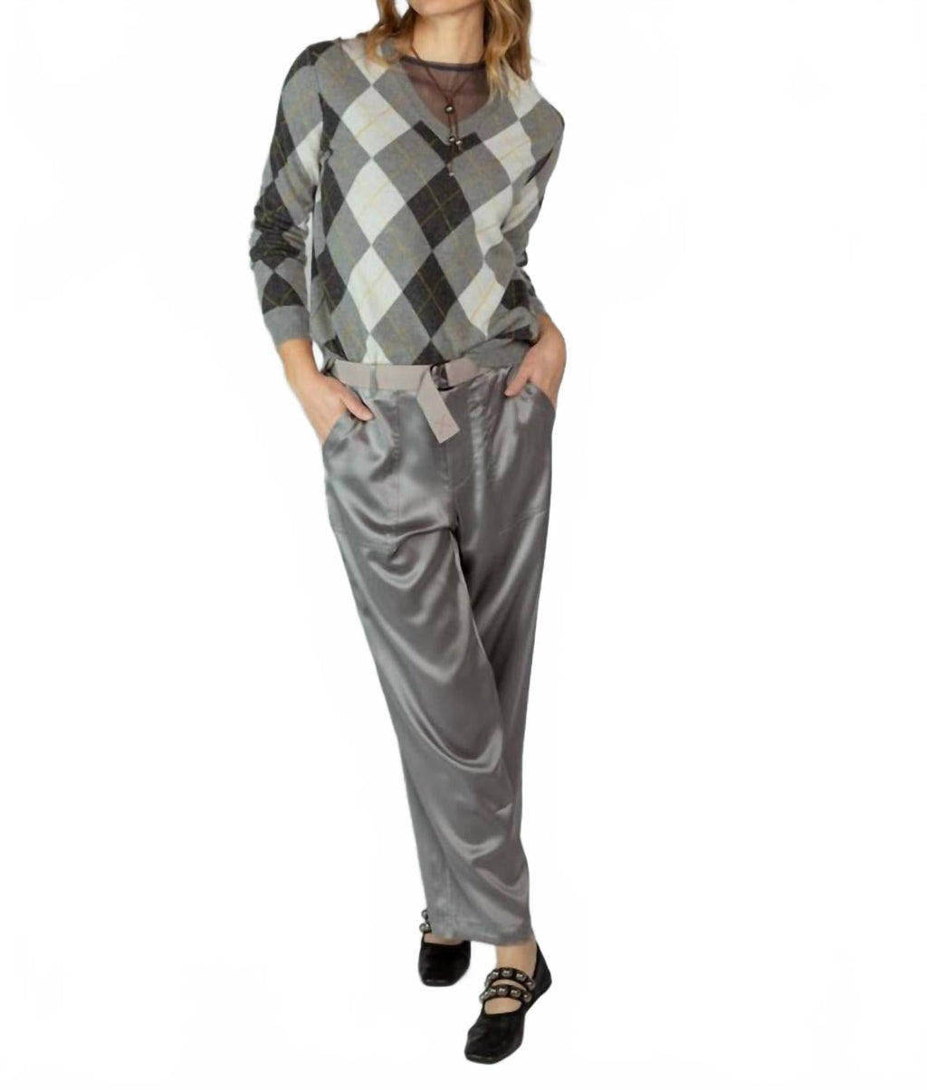 Argyle V-Neck Sweater In Feather