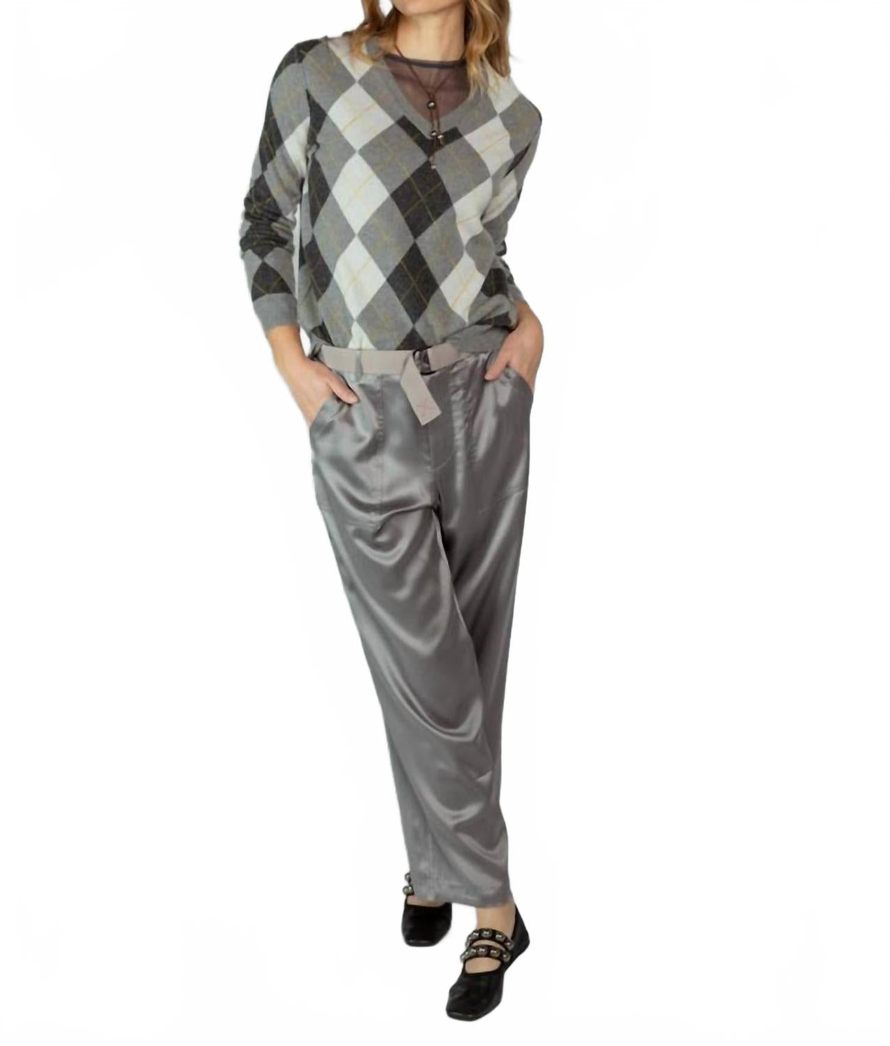 Argyle V-Neck Sweater In Feather