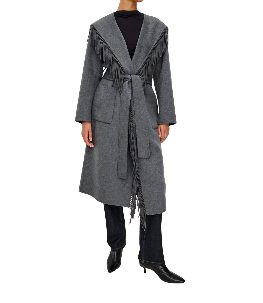 Arlon Hooded Wool Jacket In Heather Charcoal