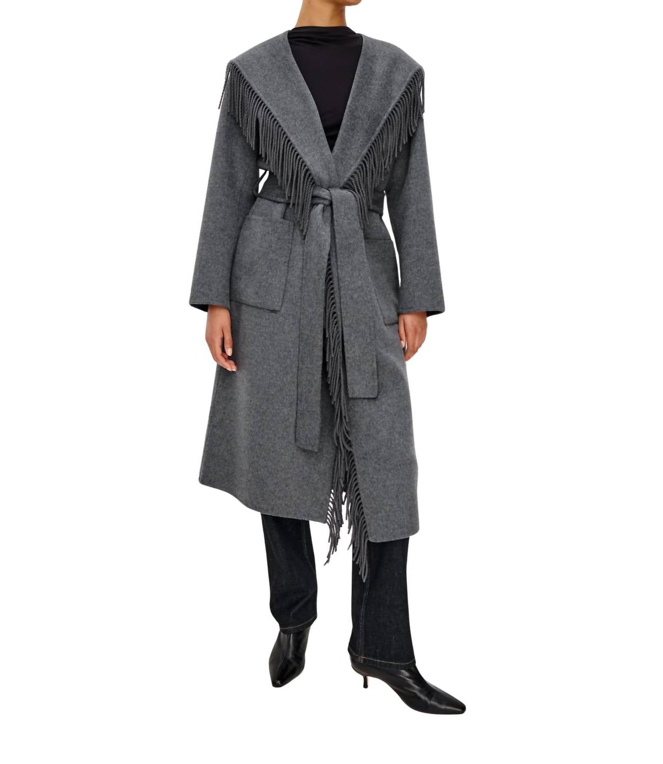 Arlon Hooded Wool Jacket In Heather Charcoal