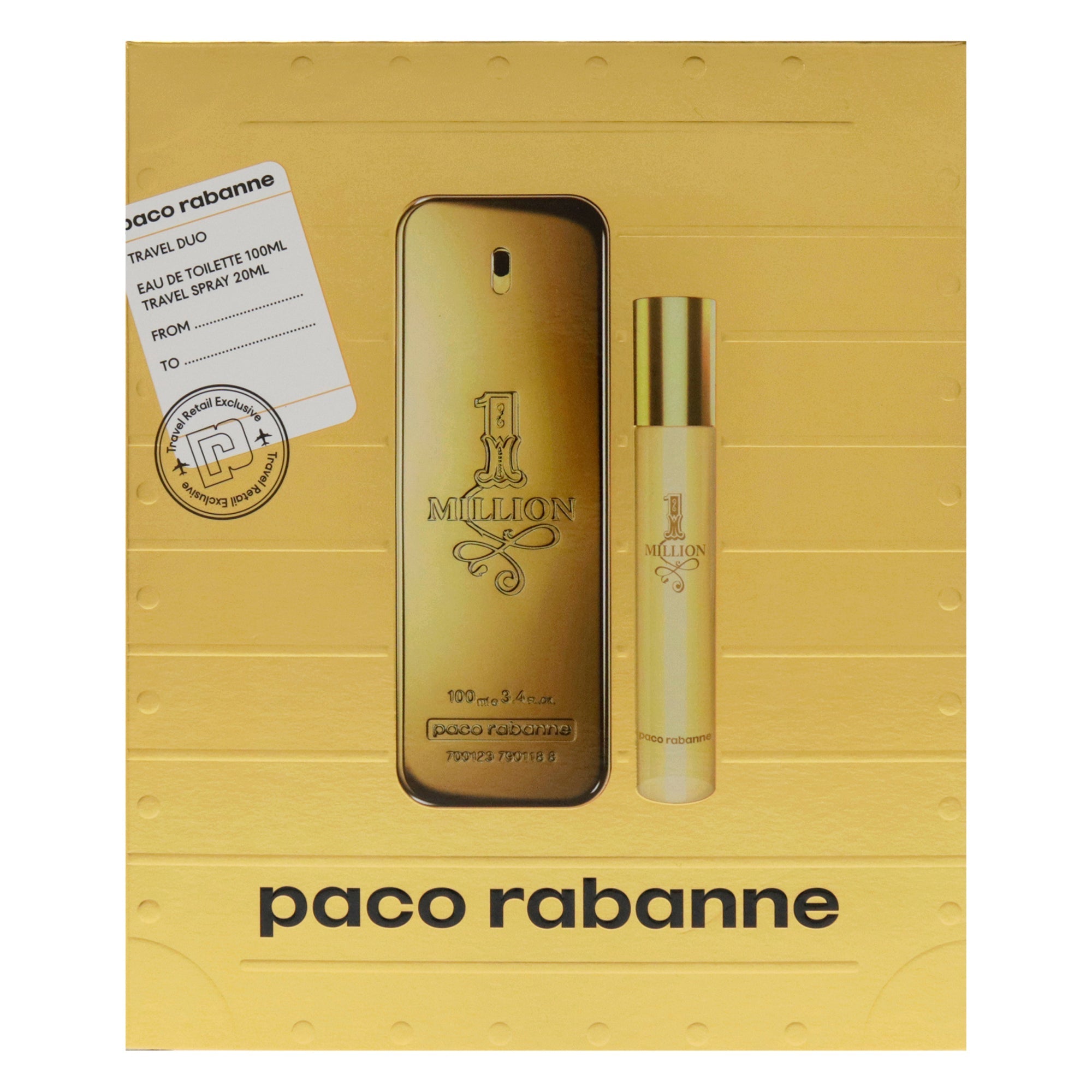 1 Million by Paco Rabanne for Men - 2 Pc Gift Set 3.4oz EDT Spray, 0.68oz EDT Spray
