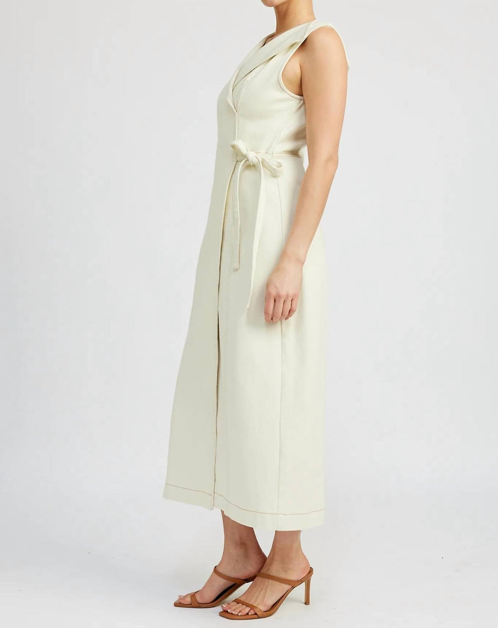 Areli Denim Midi Dress In Ivory