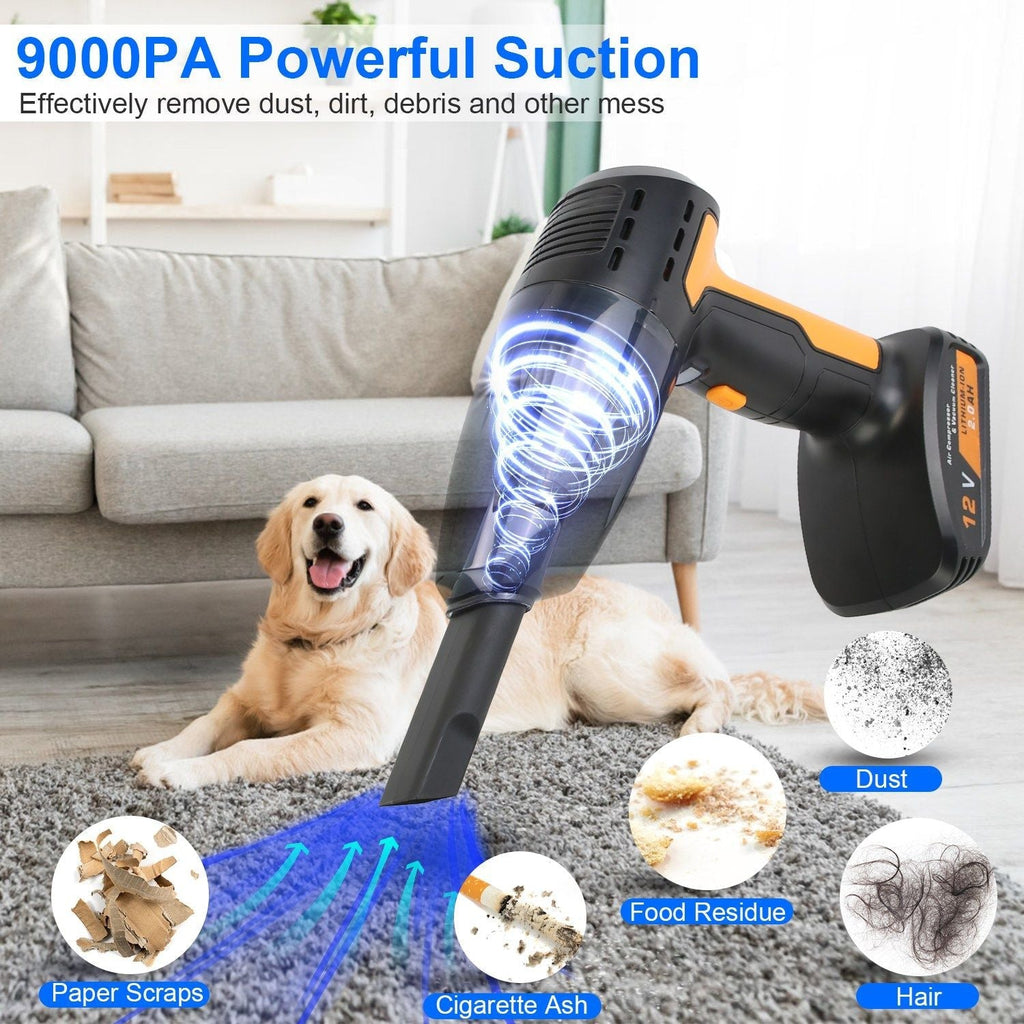 4-in-1 Cordless Car Vacuum & 150PSI Tire Inflator: Rechargeable, Digital Display, LED Light, Essential Car Accessory