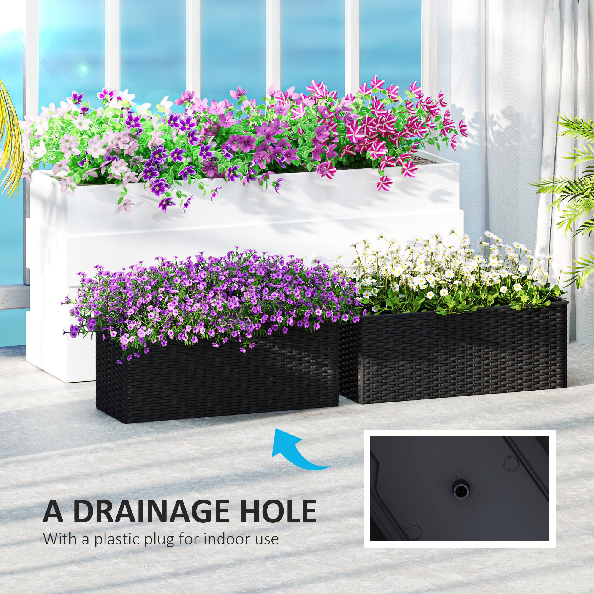 2-Pack Fence Hanging Planters with Drainage Holes