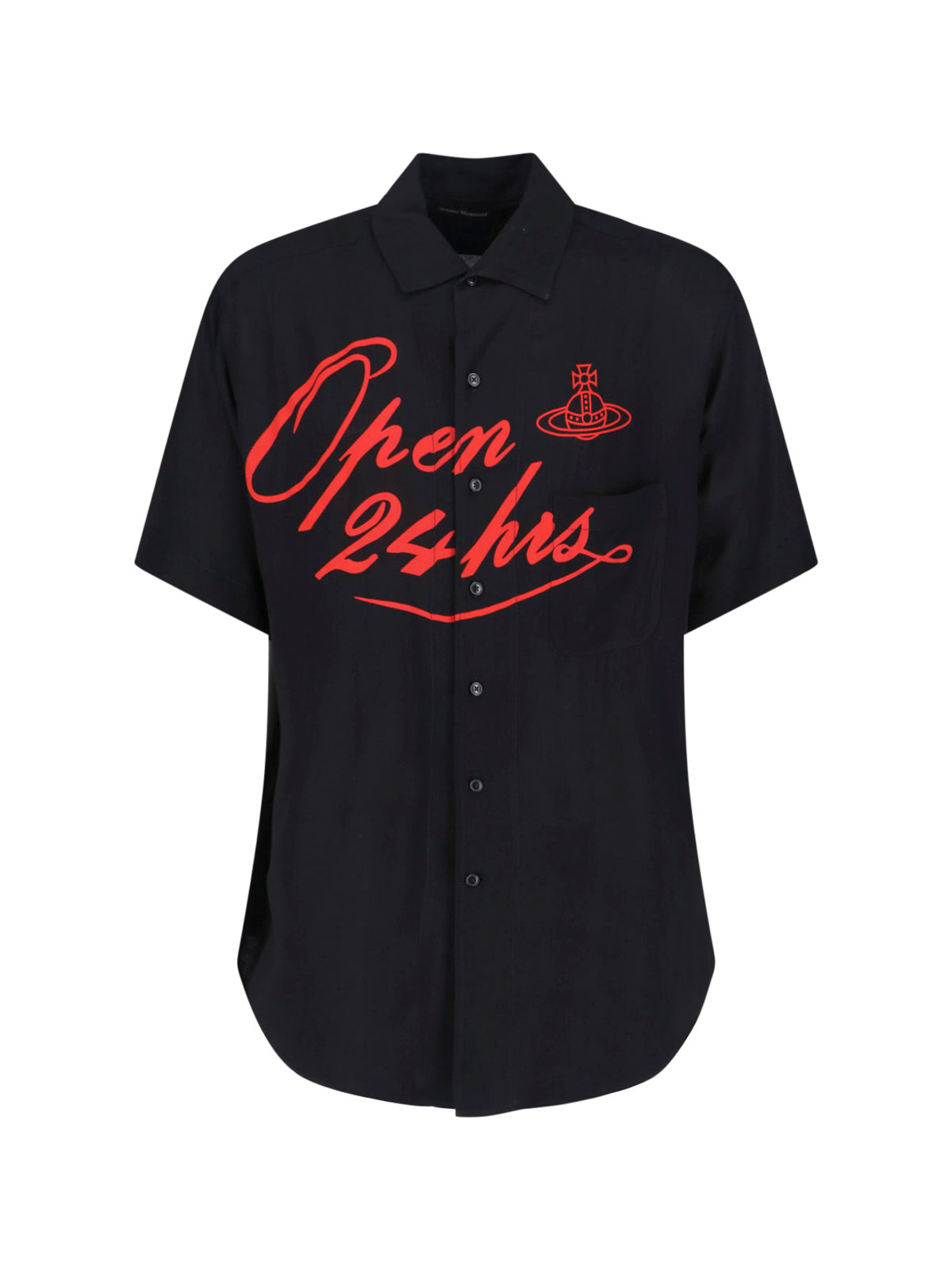 "Opne 24 Hrs" Bowling Shirt – Black