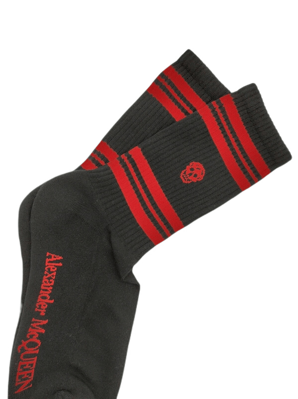 Alexander McQueen Women's Mid-Calf Stripe Skull Sport Socks L