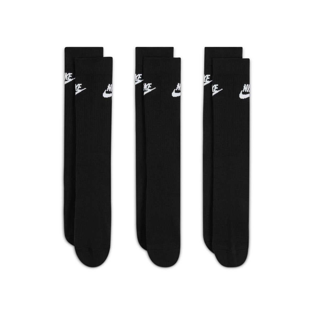 ADULT UNISEX NIKE SPORTSWEAR CREW SOCKS 3 PAIRS_BLACK DX5025-010-SIZE L