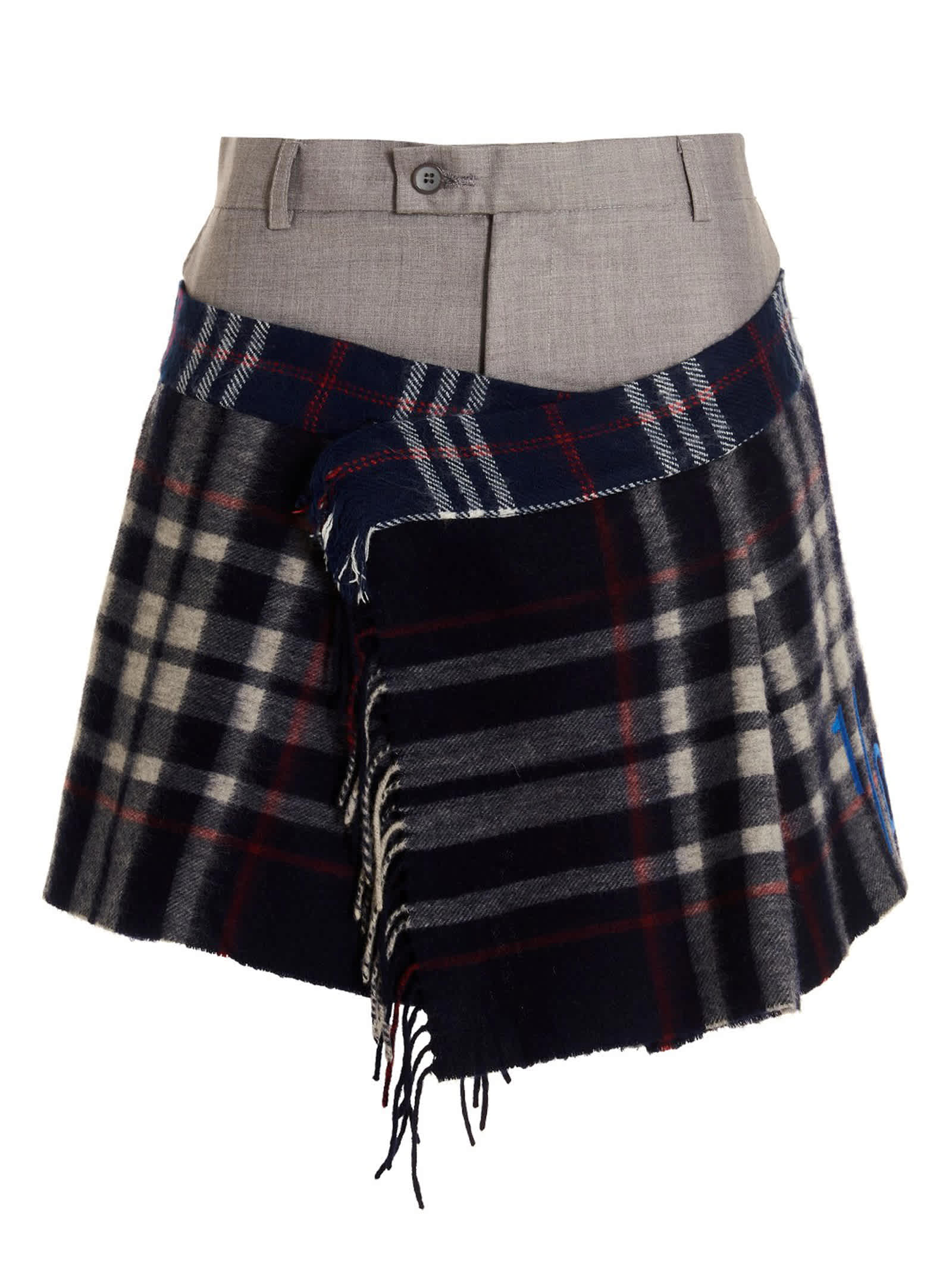 1/Off Women's Check Scarf Reworked Skirt
