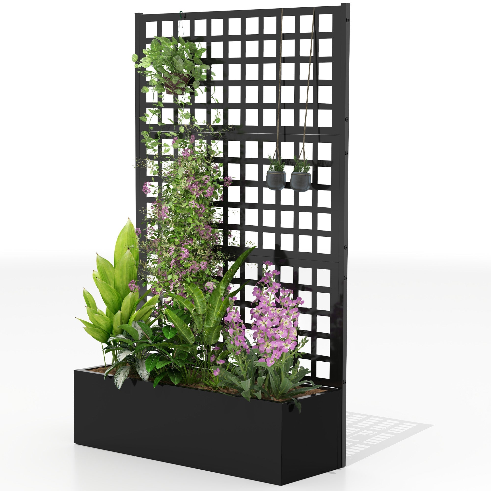 43"x16"x70" Galvanized Planter with Trellis for Vines and Herbs