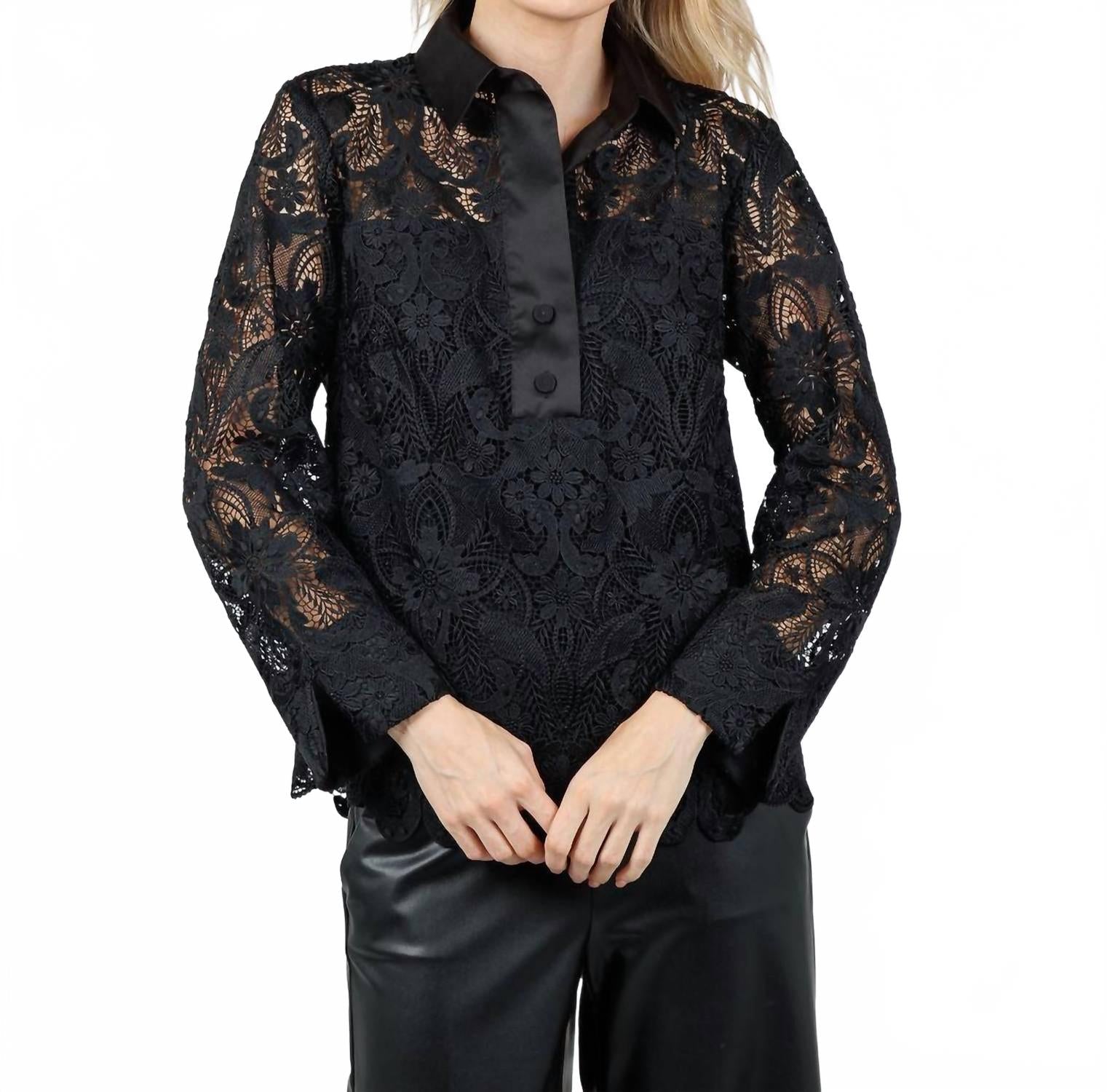 Aileen Lace Shirt In Black