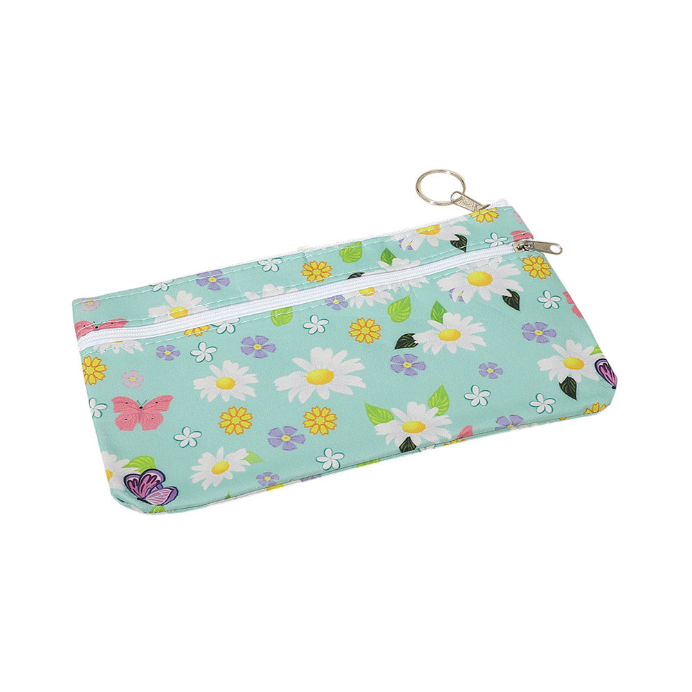 12PCS - Floral Print Keychain Pencil Cases Mini Pouch Bags