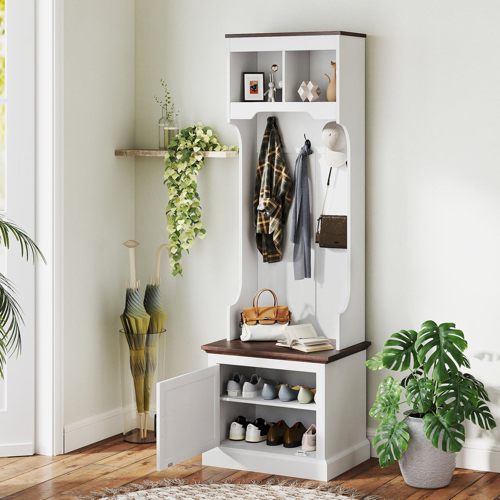3-in-1 Hall Tree with Bench and Shoe Storage