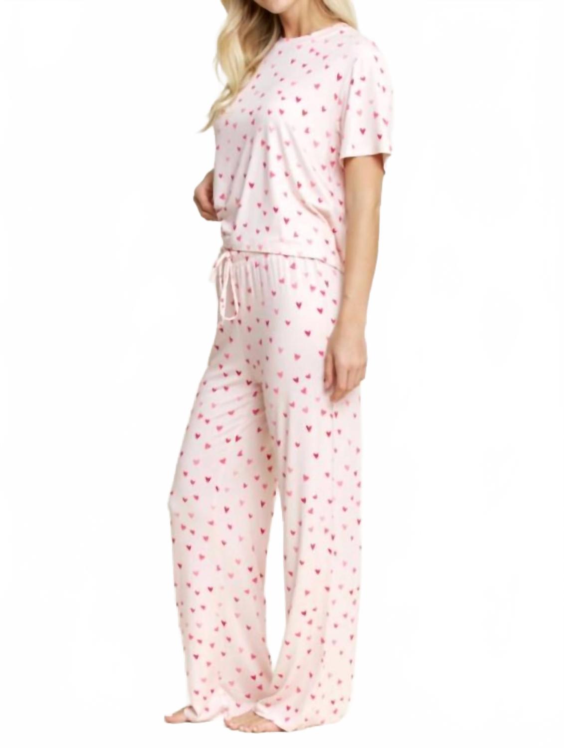 All American Tee Pant Set In Marzipan Hearts