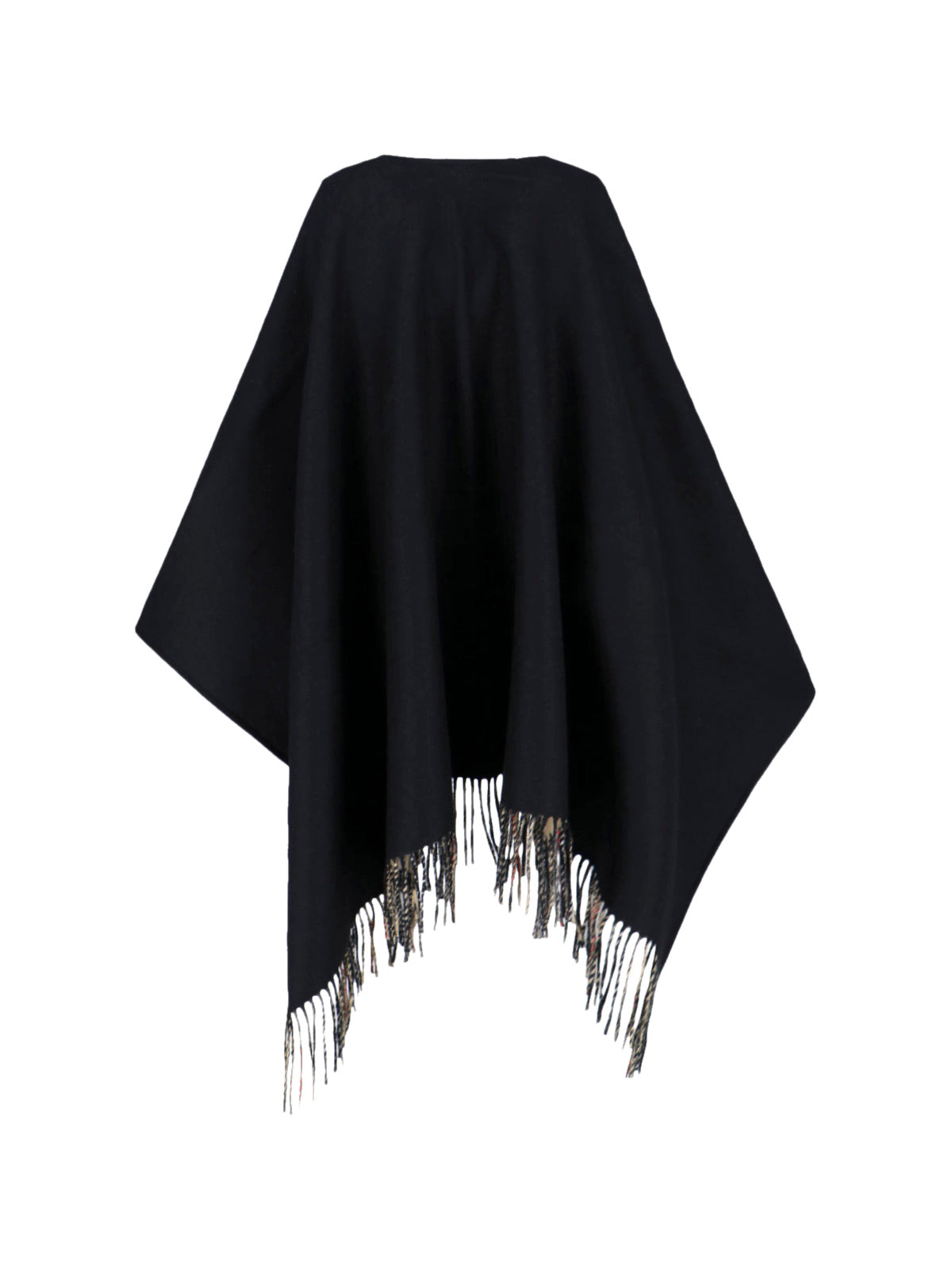 "Check" Reversible Cape – Black/Beige