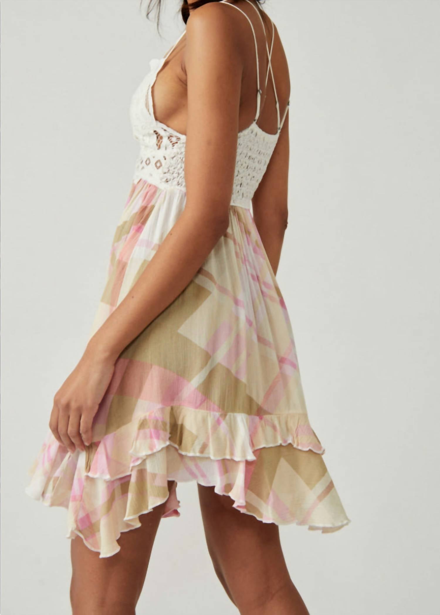 Adella Printed Mini Slip In White/beige