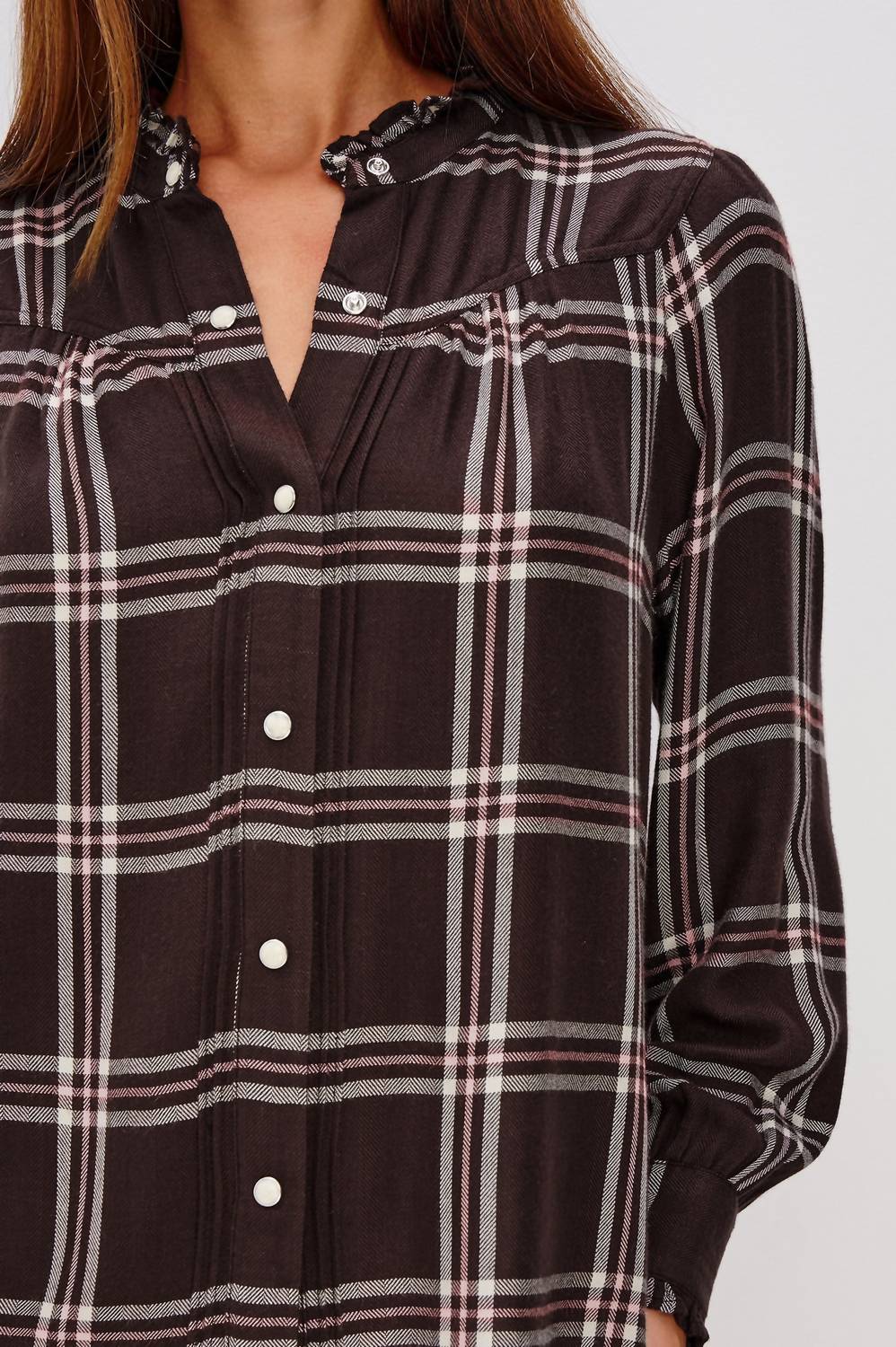 Alanna Button Down Shirt In Chocolate Napoleon